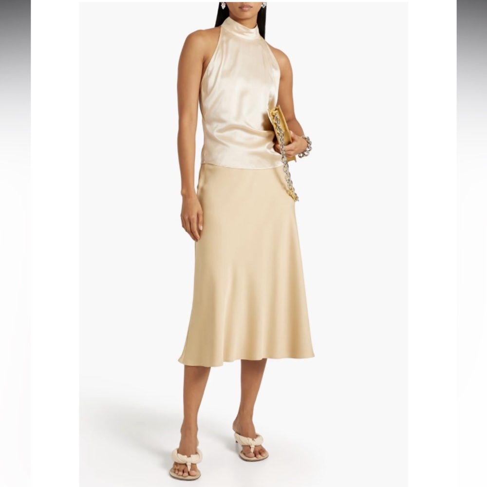 Helmut Lang Satin Halter Top in Champagne